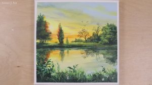 Рисуем закат на озере / Акриловая живопись для начинающих