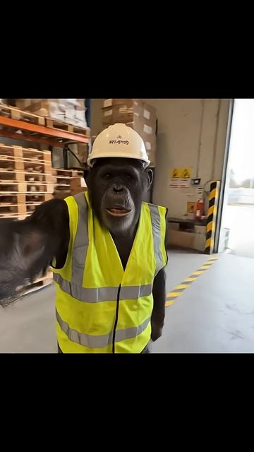 Шимпанзе устроился на завод, первый рабочий день смотреть онлайн