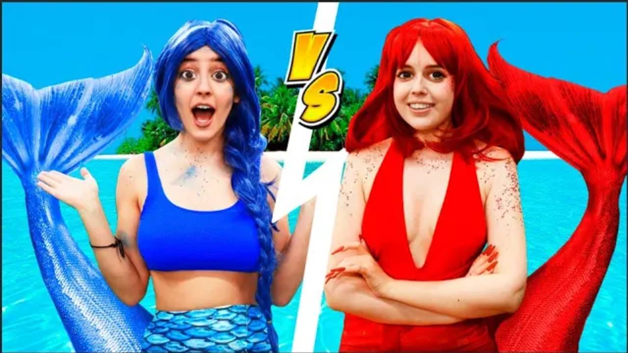 Холодная vs Горячая русалка в БАССЕЙНЕ Челлендж! смотреть онлайн