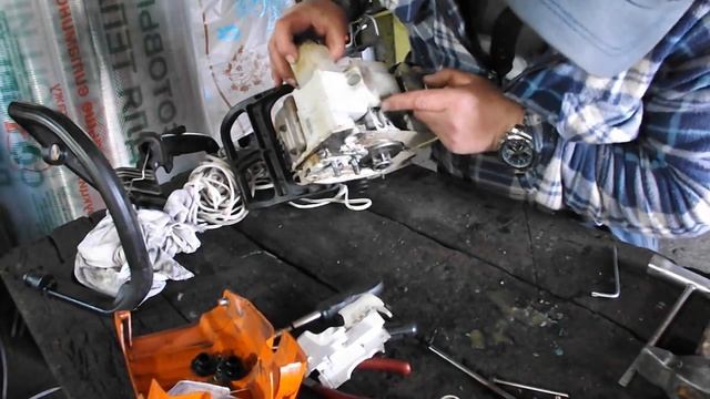 Ремонт бензопилы штиль 180. Замена маслопровода