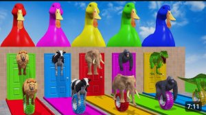 Веселая трасса Long Slide Game вместе с забавными животными, горилла, слон, лев, динозавр, корова