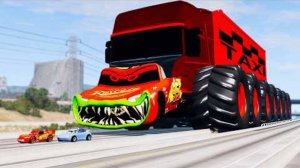 ЭПИЧНЫЙ ПОБЕГ ПОЛИЦЕЙСКОГО СПРУНКИ ПОЖИРАТЕЛЬ ГРУЗОВИКОВ-МОНСТРОВ ПРОТИВ МАШИНЫ МОЛНИИ МАККУИН В