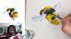 🌸🎨 Уроки Акварели: Как нарисовать Пчелу и Цветы. Шаг