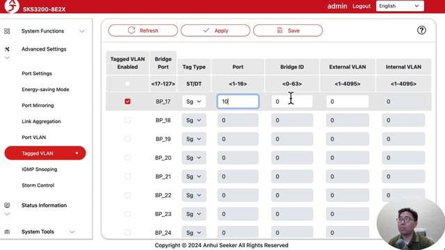 Как настроить VLAN на коммутаторе XikeStor SKS3200-8E2X (чип MxL86282S) смотреть онлайн
