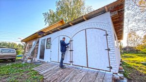 Преображаем гараж из ОСП в кирпичную старину. Утепляем потолок мастерской. Работа на картофельнике