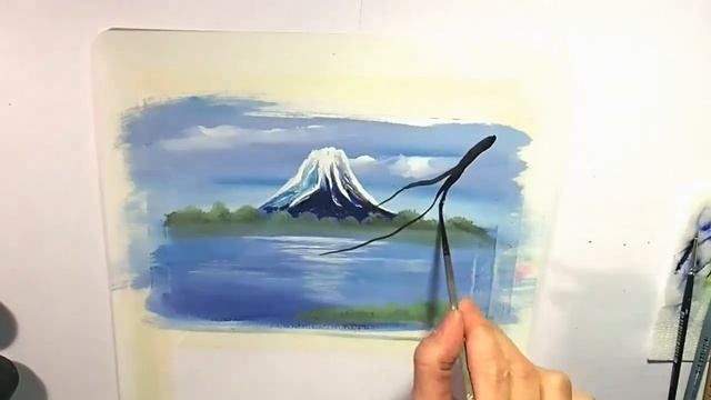 Как нарисовать горы и сакуру.Рисуем ветку сакуры.Как н смотреть онлайн