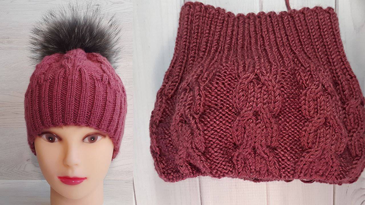 Женская ПЫШНАЯ шапка спицами с КОСАМИ, АККУРАТНОЙ макушкой, КЛАССИЧЕСКИМ наборным краем. Часть 2/2 смотреть онлайн