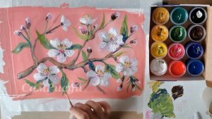 Рисуем цветущую ветку яблони видео урок. Как нарисова?