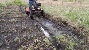 Мотоблок УГРА 9лс. с адаптером 4х4 по жуткой грязи. ТЕСТ