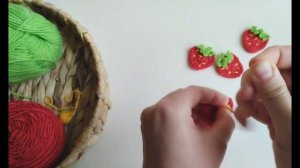 Клубничка крючком, клубника аппликация крючком, вязан