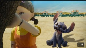 Стич попал на игру в кальмара! Стич сломал куклу!