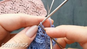 Вязание ажурного узора Виноградная лоза по кругу