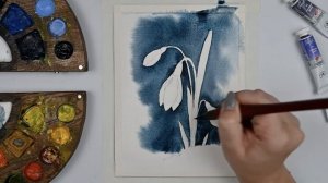 Рисуем подснежники. Уроки рисования. Цветы акварелью.