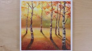 Осенний пейзаж с березовым лесом / Акриловая живопись для начинающих