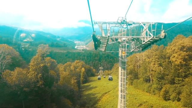 Роза Хутор. Канатная дорога. Спуск. Роза Плато - Роза До