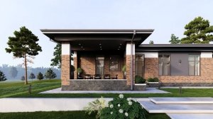 Красивый современный одноэтажный дом в стиле Райта 178