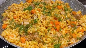 МАКАРОНЫ С МЯСОМ тушу в сковороде, так проще и вкуснее Делюсь полюбившемся рецептом