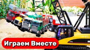ИГРАЕМ В ИГРУШЕЧНЫЕ МАШИНКИ, ГРУЗОВИКИ И СТРОИТЕЛЬНЫЙ КРАН 🏗️ МУЛЬТИКИ ПРО МАШИНКИ ДЛЯ ДЕТЕЙ