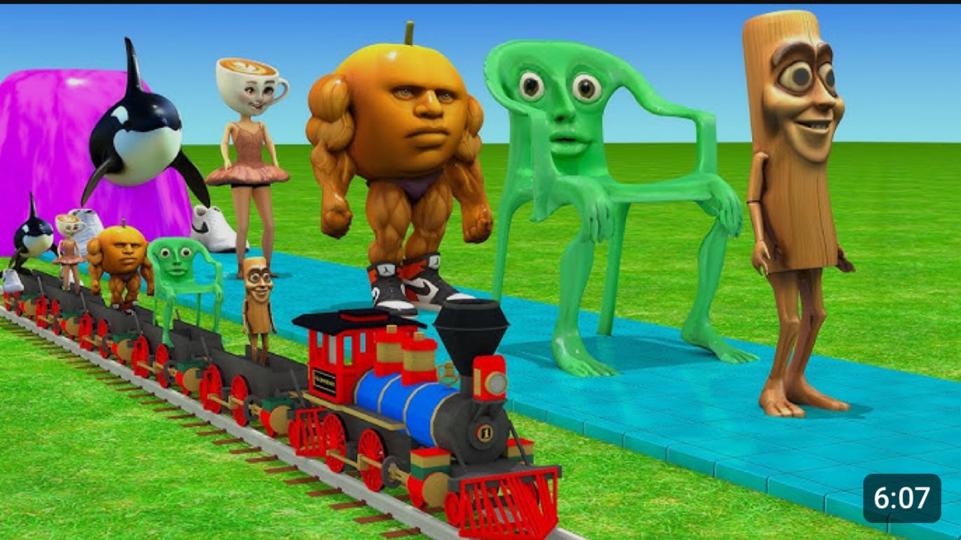 Трасса Long Slide Game вместе с балерина капучино,тунг тунг сахур, тралалело тралала, Удиндиндиндун