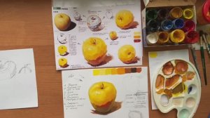 Как передать объем и светотень яблока? Рисунок гуашью