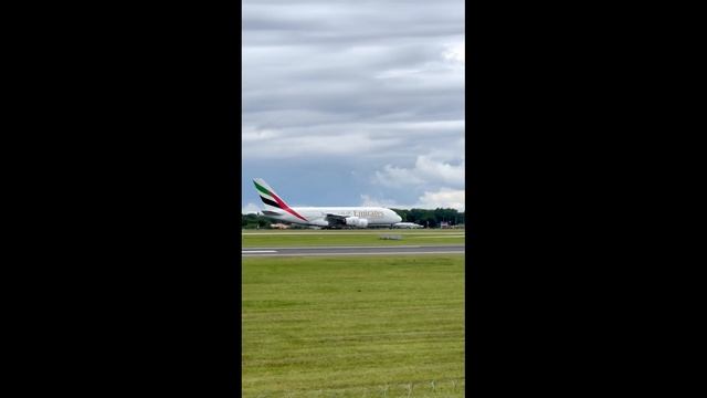 Emirates A380 Roars Off Manchester Runway! 🔊🔥#shorts  #Superjumbo #fyp #aviation #Shadow #MrShadow