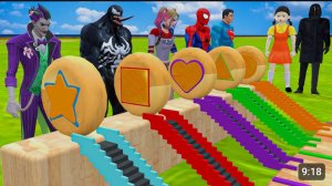 кто же победит?! Супергерои против игры в кальмара! Long slide game игра в кальмара, веном!