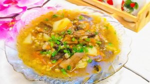 Суп из сушёных лесных грибов с перловкой. Вкусно и просто.