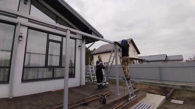 Навес без ферм. Навес над террасой из профильной трубы смотреть онлайн