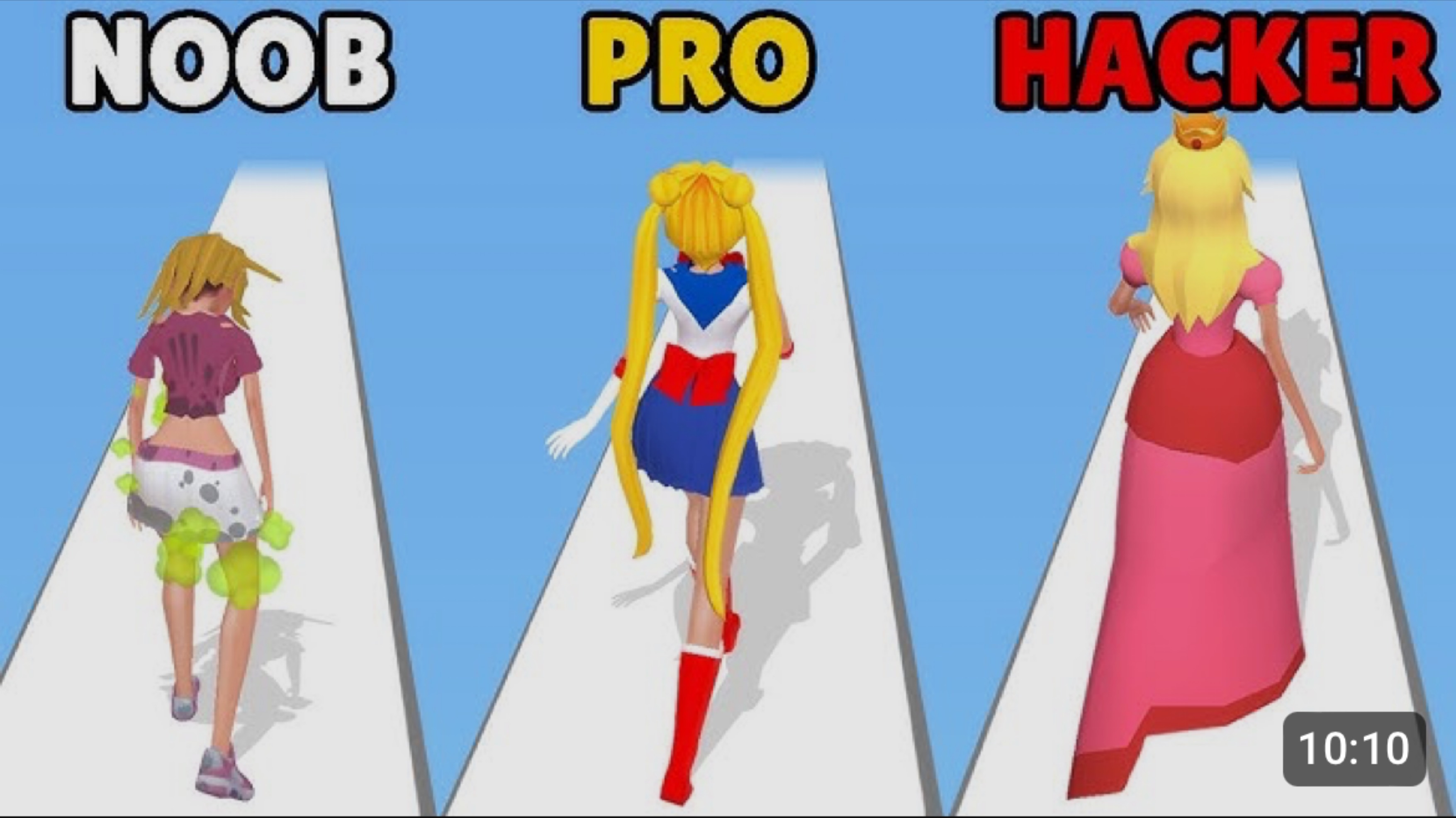 👶🏼Новичок👶🏼vs 👩🏼профессионал 👩🏼vs 😎мастер😎 в игре в Makeover Run