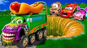 Трансформация зомби-ямы в BeamNG Drive | Краш-тест больших и маленьких автомобилей Pixar от Молнии