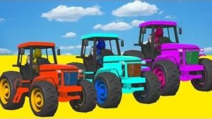 Красочные тракторы и супергерои мультфильм о тракторах и Человеке-Пауке для детей мы учим цвета вид