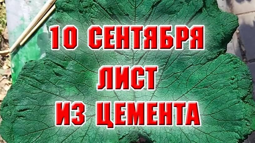 10 сентября. Сделала лист из цемента