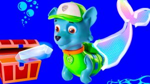 Щенячий патруль и кошечка в тазике с волнами