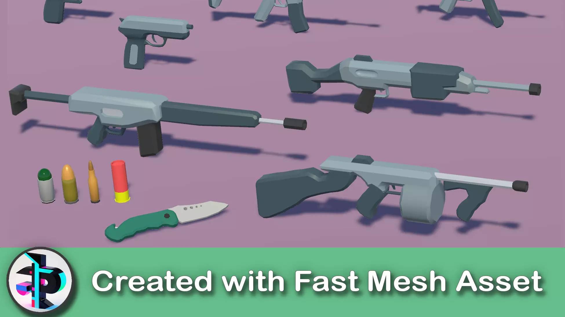 Asset Unity - Casual Weapons Arsenal Pack - Created With FastMesh Asset