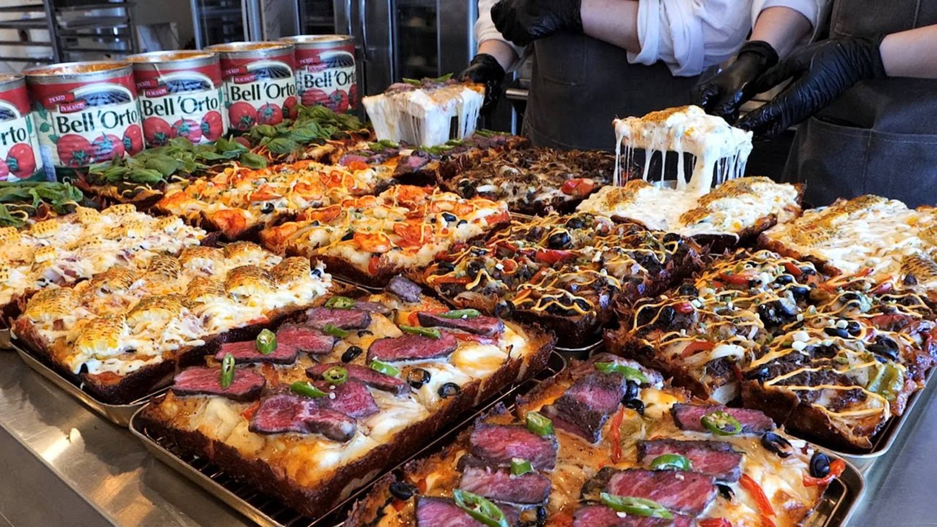 Богатая начинка! Квадратная пицца в американском стиле, корейский ресторан западной кухни смотреть онлайн