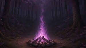 Красивый фон костра в сказочном лесу 4K