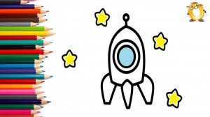 Мультик - раскраска для детей РАКЕТА. Учимся как рисовать РАКЕТУ вместе с детьми // ОБУЧАШКА ТВ