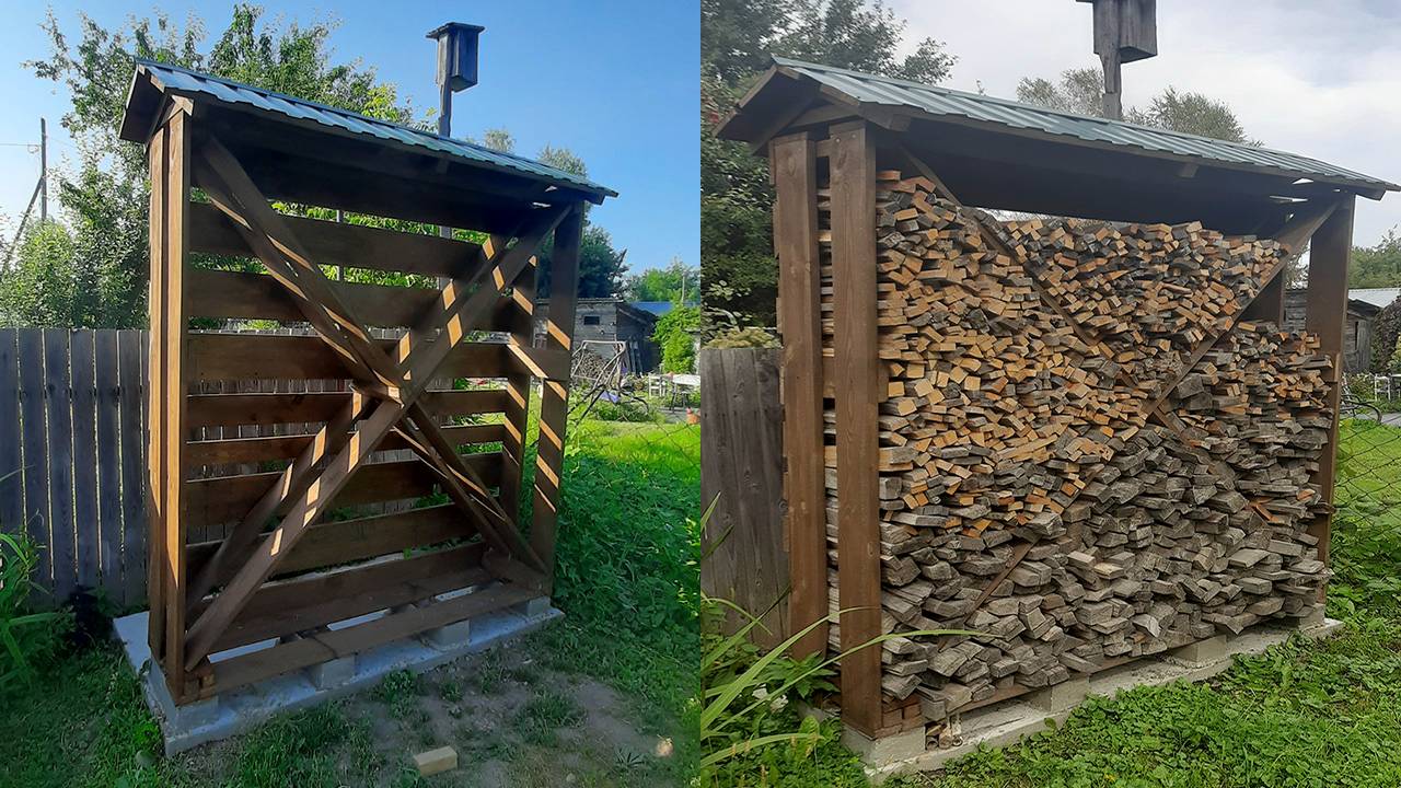 Сделал удобный и недорогой дровник на даче. Дровник своими руками. смотреть онлайн