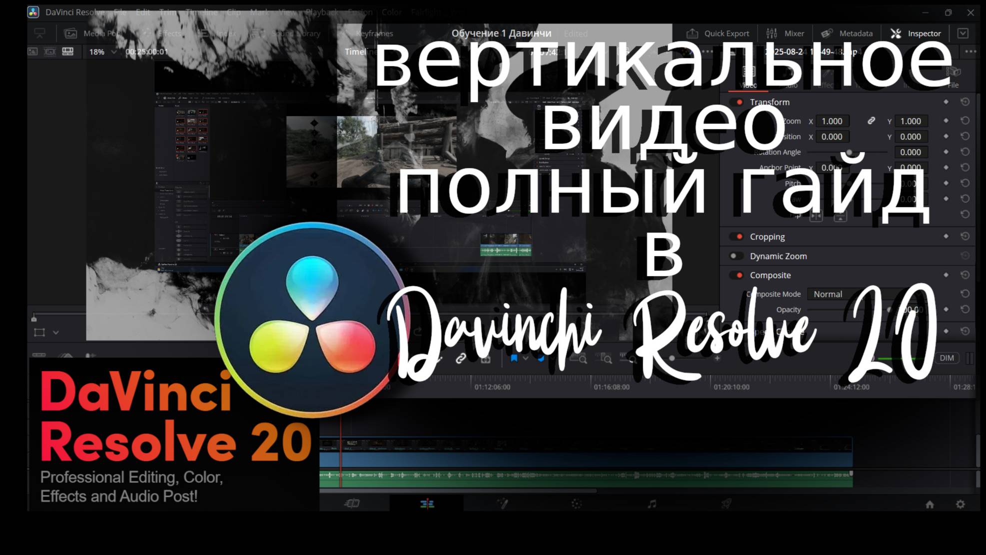 Как сделать вертикальное видео в DaVinci Resolve 20 полный гайд. смотреть онлайн