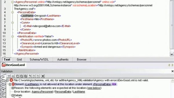 19 XML Validation with XMLSpy's XML Validator