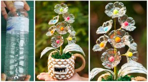Красивые цветы из пластиковых бутылок