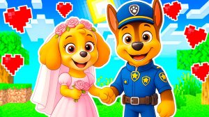 СКАЙ и ГОНЩИК ЩЕНЯЧИЙ ПАТРУЛЬ ПОЖЕНИЛИСЬ В МАЙНКРАФТ МУЛЬТИК ОЛЕНЬ 99 НОЧЕЙ