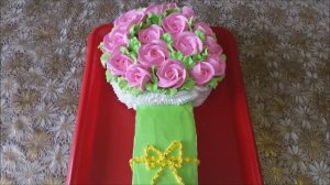 Оформление тортов кремом Мастер класс по торту БУКЕТ РОЗ Торт с цветами