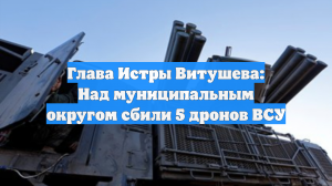 Глава Истры Витушева: Над муниципальным округом сбили 5 дронов ВСУ