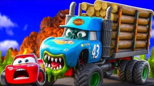 КОРОЛЬ лесовозов-зомби ПРОТИВ  поезда-эвакуатора, Апокалипсис в BeamNG.drive