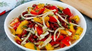 Витаминный салат с фасолью. Готовится просто и вкусно