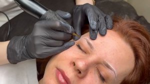 Перманентный макияж бровей косметологом Оксаной в салоне красоты Natural Beauty