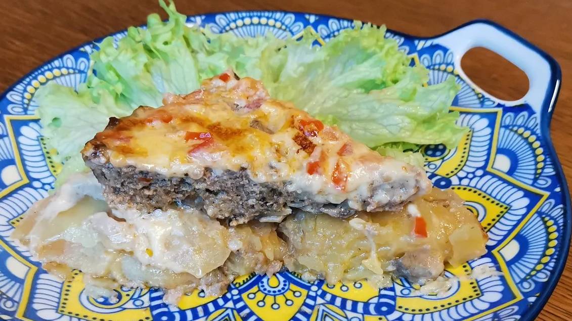 Картофельная запеканка с фаршем и грибами — простой и вкусный рецепт