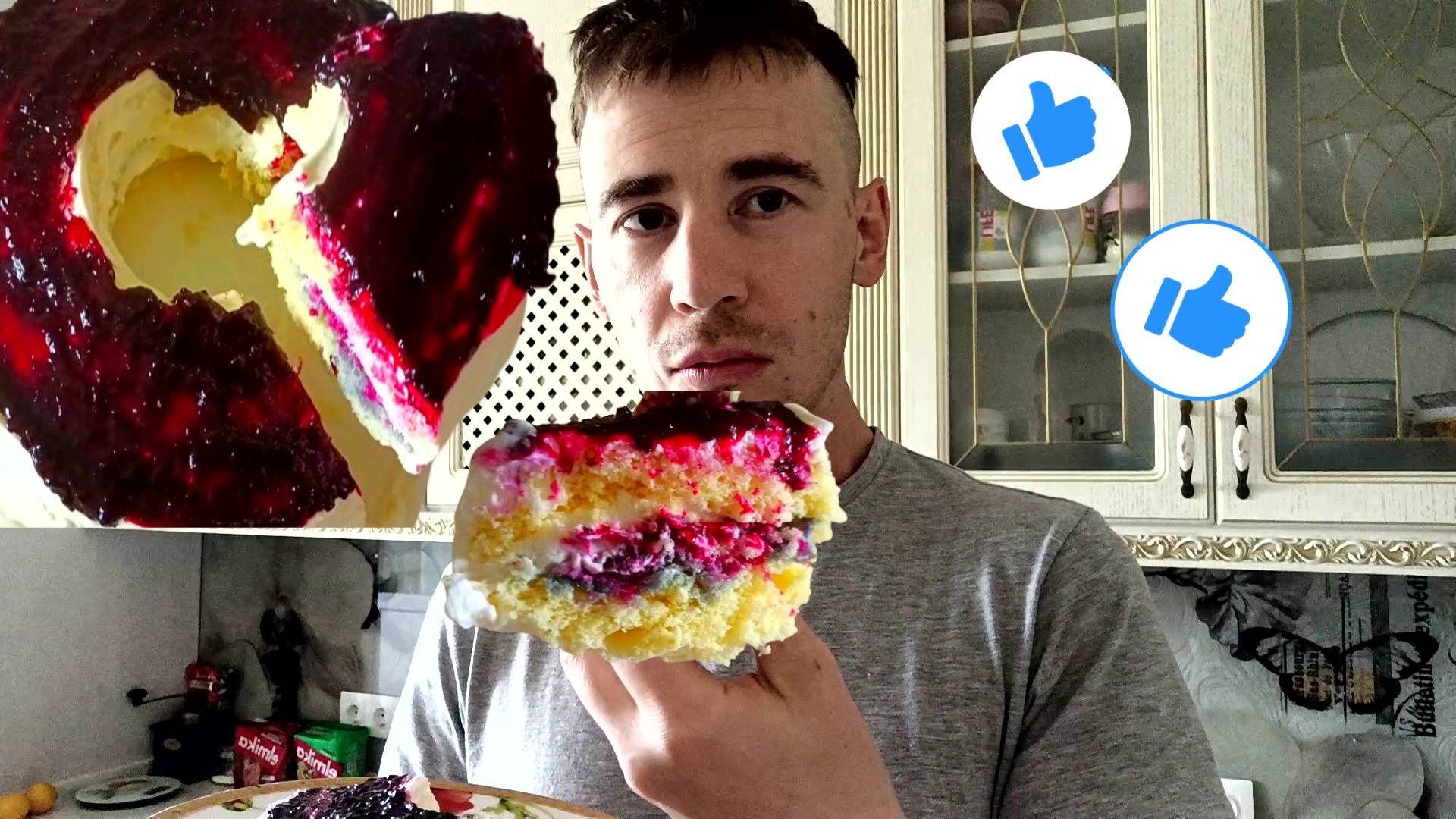 Торт "Наскоро" без глютена с джемом и взбитыми сливками! смотреть онлайн