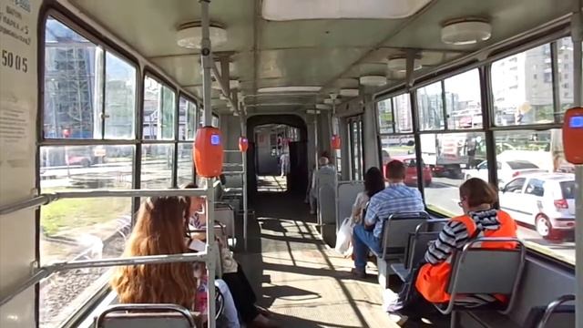 Трамвай по СМЕ Санкт-Петербурга 3-158: ЛВС-86К б 5005 + 5006 по N°🟥47🟥 (07.08.13)